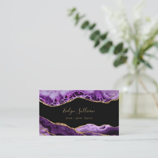 Carte de visite d'agate d'or violet (Debout devant)