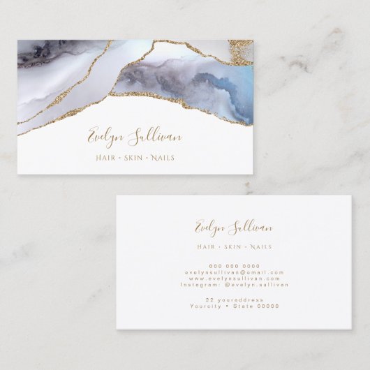 carte de visite d'agate gris bleu (Devant / Derrière)