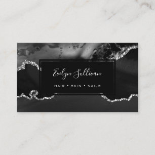 carte de visite d'agate noir et argent