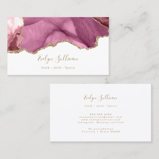 carte de visite d'agate or rose (Devant / Derrière)