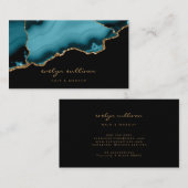 carte de visite d'agate turquoise aquarelle (Devant / Derrière)