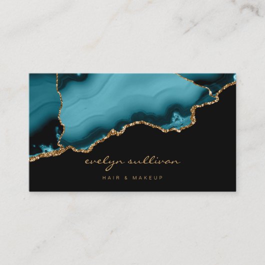 carte de visite d'agate turquoise aquarelle (Devant)