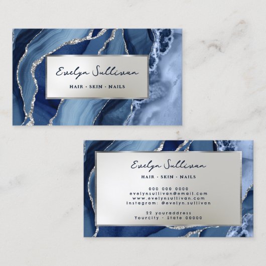 Carte de visite d'âge d'argent bleu (Devant / Derrière)