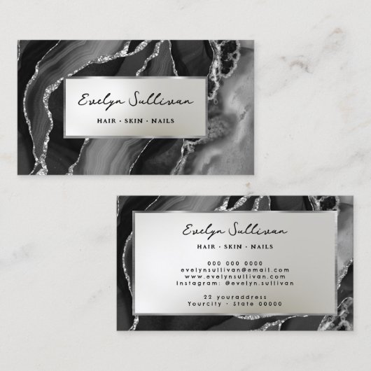 Carte de visite d'âge d'argent noir (Devant / Derrière)