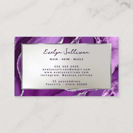 Carte de visite d'âge d'argent violet (Dos)