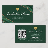 Carte de visite d'âge en marbre vert et or (Devant / Derrière)