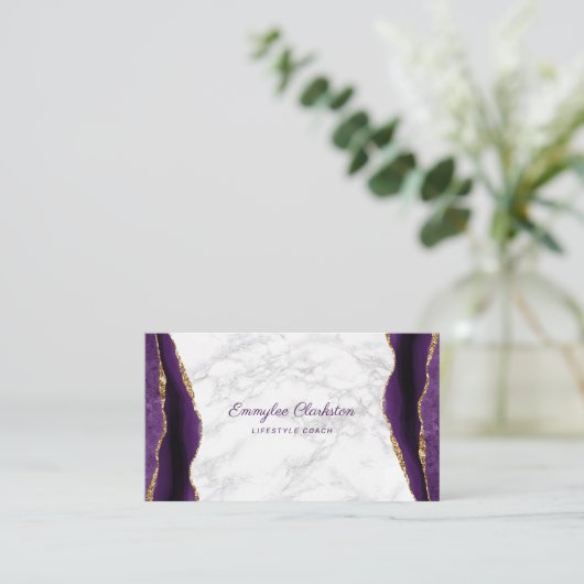 Carte de visite d'âge en marbre violet or (Debout devant)