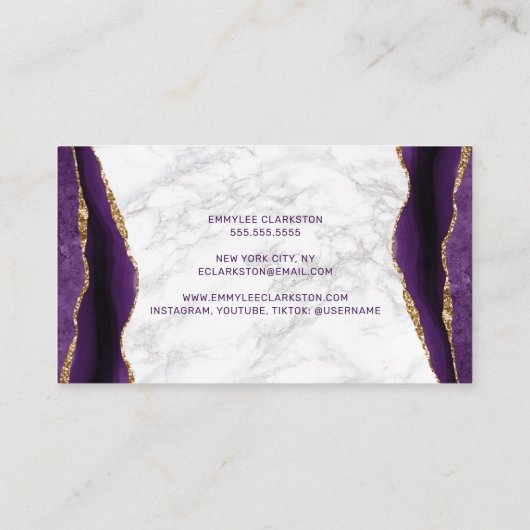 Carte de visite d'âge en marbre violet or (Dos)