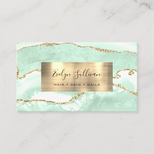 Carte de visite d'âge vert et or (Devant)