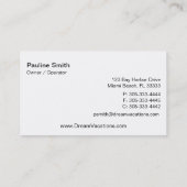 Carte de visite d'agence de voyages (Dos)