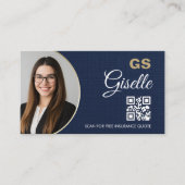 Carte de visite d'agent d'assurance bleu marine or (Devant)