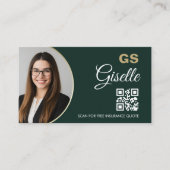 Carte de visite d'agent d'assurance émeraude verte (Devant)