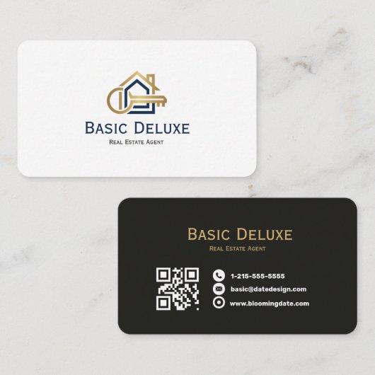 Carte de visite d'agent immobilier avec logo/code (Devant / Derrière)