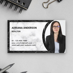 Carte de visite d'agent immobilier en marbre noir