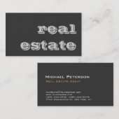 Carte de visite d'agent immobilier gris élégant (Devant / Derrière)