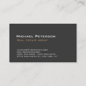 Carte de visite d'agent immobilier gris élégant (Dos)