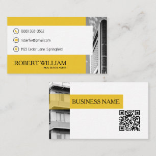 Carte de visite d'agent immobilier QR Code Jaune M