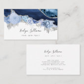 carte de visite d'agneau floral bleu (Devant / Derrière)