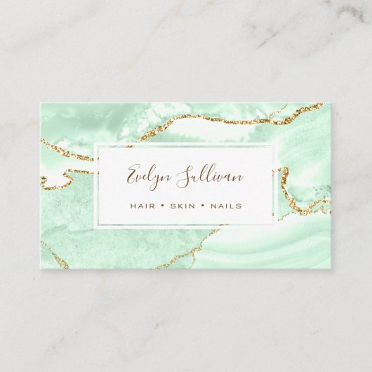 Carte de visite d'agneau vert et or de mer (Devant)