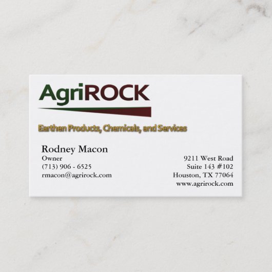 Carte de visite d'AgriRock (Devant)