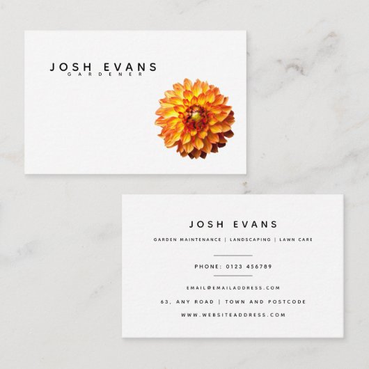 Carte De Visite Dahlia Gardener (Devant / Derrière)