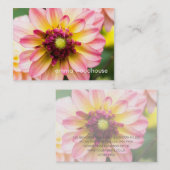 Carte De Visite Dahlia rose, blanc et jaune (Devant / Derrière)