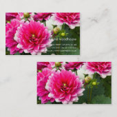 Carte De Visite Dahlia rose et blanc (Devant / Derrière)