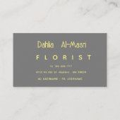 Carte De Visite dahlias jaunes (Dos)