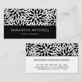 Carte de visite Dahlias Noir Et Blanc Moderne (Devant / Derrière)