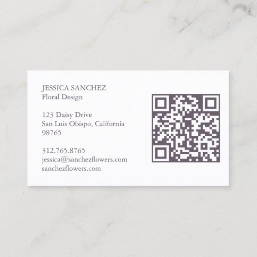 Carte De Visite Dainty Florals Élégant Chic Moderne Minimal QR Cod (Dos)