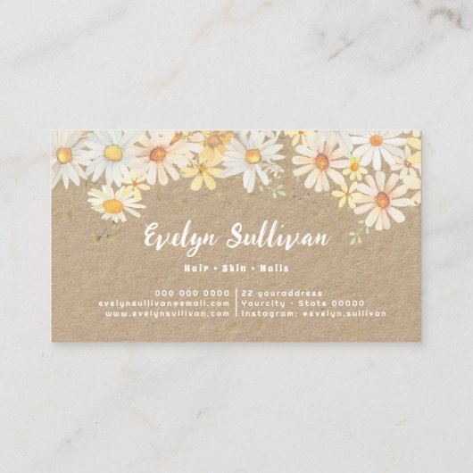 Carte de visite Daisies kraft (Dos)