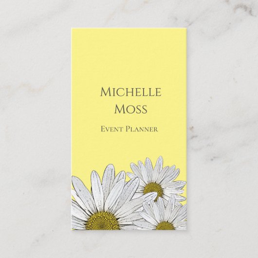 Carte De Visite Daisies modernes QR code mignon Jaune (Devant)