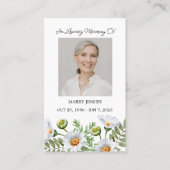 Carte De Visite Daisy Memorial Photo Funeral Prayer Card (Devant)