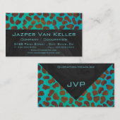 Carte De Visite Dalmatie Brown et Turquoise avec Monogramme (Devant / Derrière)