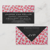 Carte De Visite Dalmatie rose et blanc avec monogramme (Devant / Derrière)