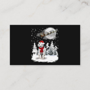 Carte De Visite Dalmatien sur la neige Noël Lune éclairage Père No