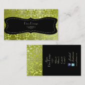 Carte De Visite Damas baroque argent Faux /noir/vert citron (Devant / Derrière)