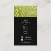 Carte De Visite Damas baroque argent Faux /noir/vert citron (Dos)