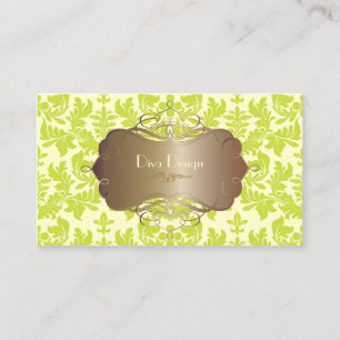 Carte De Visite damas baroque au vert citron/marron chocolat