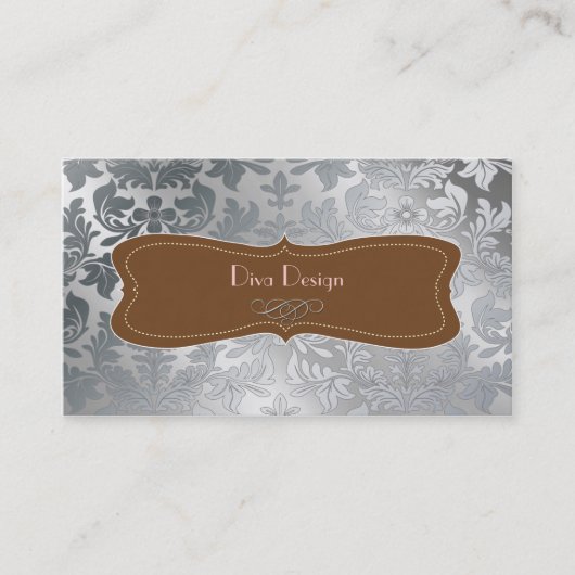 Carte De Visite Damas baroque en acier brossé (Devant)