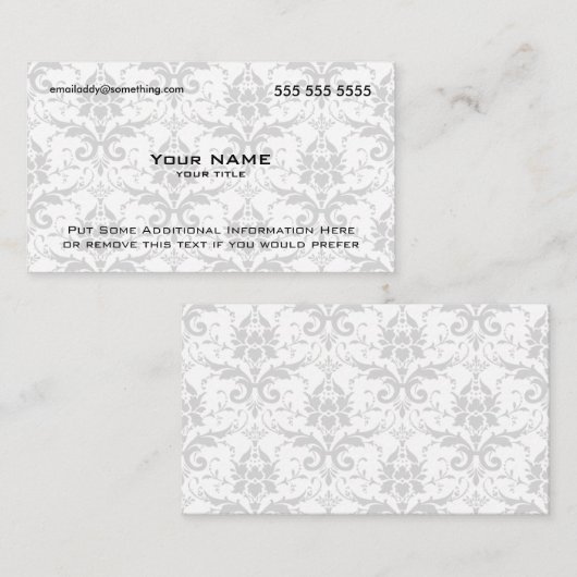 Carte De Visite Damas blanc et gris moderne (Devant / Derrière)