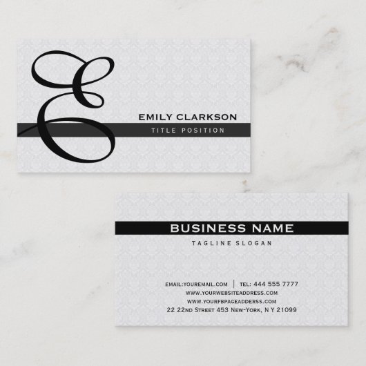 Carte De Visite Damas Blanches Et Bande Noire (Devant / Derrière)