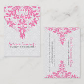 Carte De Visite Damas Blanches Et Dentelle Florale Rose (Devant / Derrière)