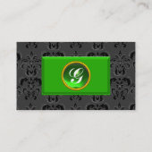 Carte De Visite DAMAS CLASSE MONOGRAMME vert émeraude (Dos)