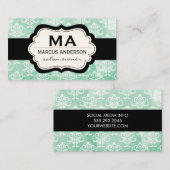 Carte De Visite Damas / Couleur de l'eau (vert) (Devant / Derrière)