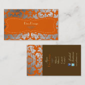 Carte De Visite Damas d'argent/orange brûlé/chocolat (Devant / Derrière)