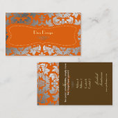 Carte De Visite Damas d'argent/orange brûlé/chocolat (Devant / Derrière)