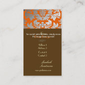 Carte De Visite Damas d'argent/orange brûlé/chocolat (Dos)