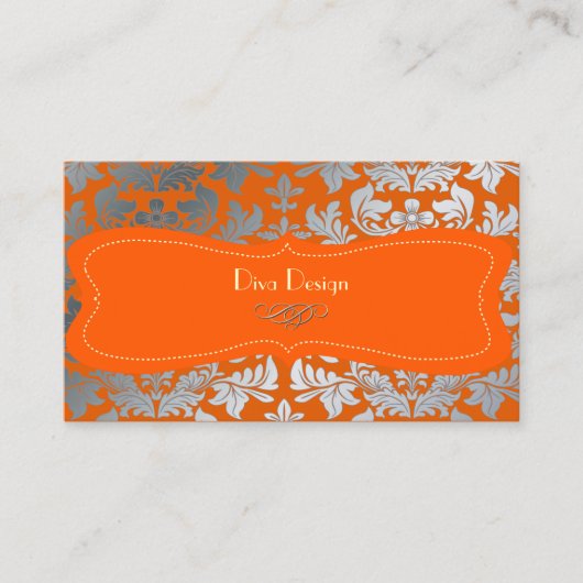 Carte De Visite Damas d'argent/orange brûlé/chocolat (Devant)