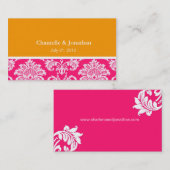 Carte de visite Damas élégant rose et orange (Devant / Derrière)